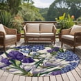thumbnail image 4 of Spring Flowers Round Area Rug 5Ft Washable Circle Rugs for Living Room Bedroom, Purple Hydrangea Orchid Floral Country Beige Non-Slip Carpet Floor Mats Indoor Outdoor Carpet Runner Home Decor, 4 of 8