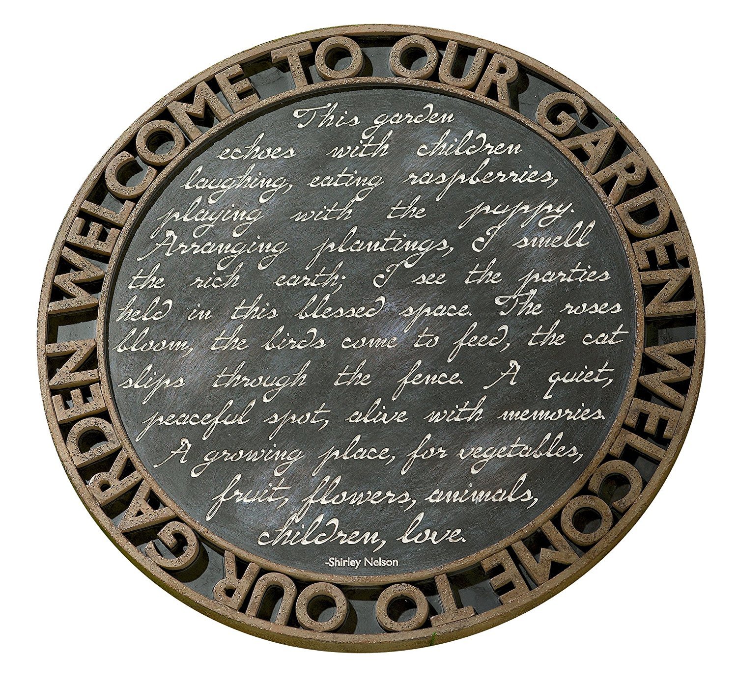 Grasslands Road Estate "Welcome to Our Garden" Script Motif Stepping Stone Plaque with Metal Stand - image 1 of 2