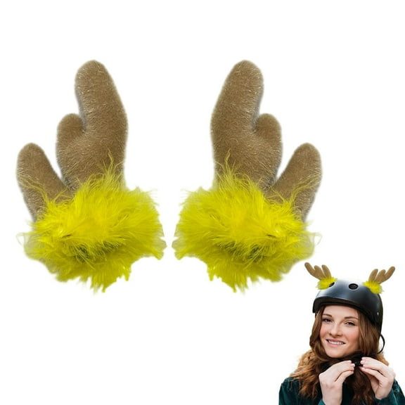 Plush Deer Antlers Motorcycle Helmet Decor, Soft Cute Ski Snowboard Commute Travel Helmet Accessories for Adults & Kids Riding Gear