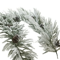 Artificial Snowy Cedar Garland 6.5ft with Pine Cones and Berries, Frosted Winter Greenery Garland for Christmas Mantle, Wedding, Holiday Party, and Table Centerpiece Decorations