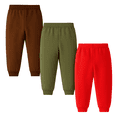 thumbnail image 6 of HILEELANG Toddler Boys Cotton Jogger Sweatpants 3 Pack, Red Brown Green Soft Elastic Waist Playwear Sport Pants with Pockets, Sizes 3Y, 6 of 8