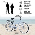 thumbnail image 6 of 26 inch Bike for Adults, Beach Cruiser Bike for Women Men, Single Speed Cruiser Bicycle with Dual Brakes, City Bike, Commuter Bike, 85% Assembled, Blue, 6 of 6