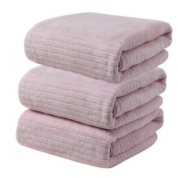 Juego de toallas de baño a rayas de terciopelo de 3 toallas de secado rápido súper absorbentes de 75x35 cm para casa, viajes, playa y gimnasio