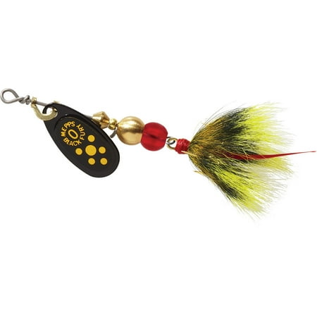UPC: 0022141323152 | Mepps Dressed Black Fury Treble Spinner 1/12-Ounce Size 0 Yellow – BF0T-Y