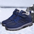 thumbnail image 3 of Waterproof Snow Boots for Women Men Outdoor AntiSlip Trekking Hiking Shoes Lace up Hook and Loop Plush Lined Winter Booties Dark Blue 6.5, 3 of 6