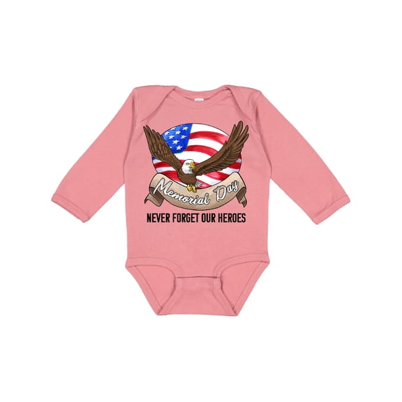 Inktastic Memorial Day- Never Forget Our Heroes- Bald Eagle Boys or Girls Long Sleeve Baby Bodysuit