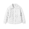 thumbnail image 2 of Jinhomg Comfy Down Jacket for Women Fall Winter Warm Long Sleeve Lapel Collar Puffer Coat Trendy Solid Double Closure Drawstring Waist Outerwear with Pockets White XL, 2 of 8