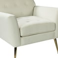 thumbnail image 5 of Velvet Accent Chair, Upholstered Armchair with Golden Metal Legs, Single Sofa Chair Vanity Chair for Living Room Bedroom, Button Tufted Leisure Chair for Reading or Lounging, Ivory, 5 of 7