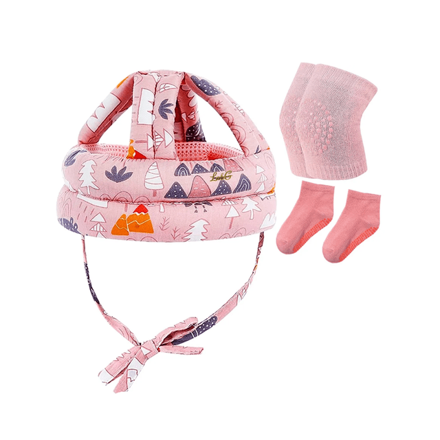 Cascos Para Bebes Antigolpes Seguridad Bebes + Rodilleras + Calcetines Lab.G.Rosa