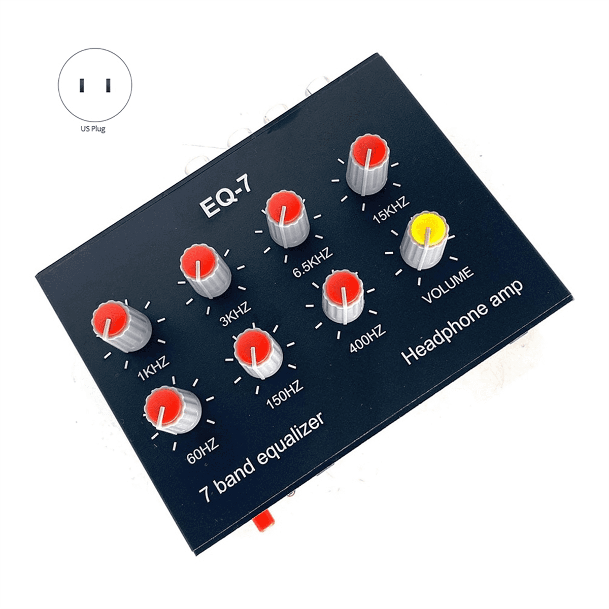 EQ-7 Audio Signal Headset Amplifier 7-Band EQ Equalizer 2 Channel Digital Sound Equalizer +12V Power Adapter US PLUG