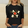 thumbnail image 2 of QATAINLAV T-Shirts de Jour de Match pour Femmes Mode Imprimé Football Manches 3/4 Hauts Décontractés Col Rond Chandail Blouses T-Shirts Graphiques Amusants Vente Hebdomadaire Noir TG, 2 of 5