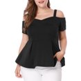 thumbnail image 1 of Agnes Orinda Women's Plus Size Blouse Shirt High Waist Sweetheart Cold Shoulder Peplum Top, 1 of 6