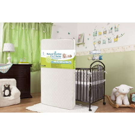 LA Baby Eco Friendly 2 in 1 Soy Foam Crib Mattress with Natural Coconut Fiber & Organic Cotton Layer, White