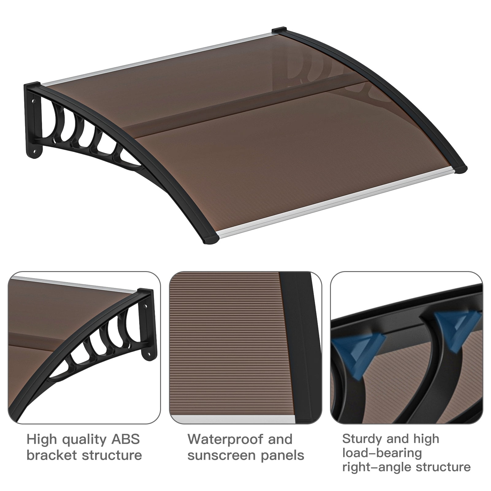 Kadyn Outdoor Patio 39.37"x 35.4" Brown Door Awnings, UV Resistant