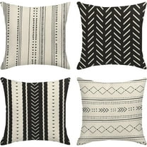 Throw Pillow Covers Home Decor Set of 4 Stripe Boho African Vintage Retro Geometric Pillow Cases Decorative 18 x 18 Inches Outdoor Cushion Couch Sofa Pillowcases