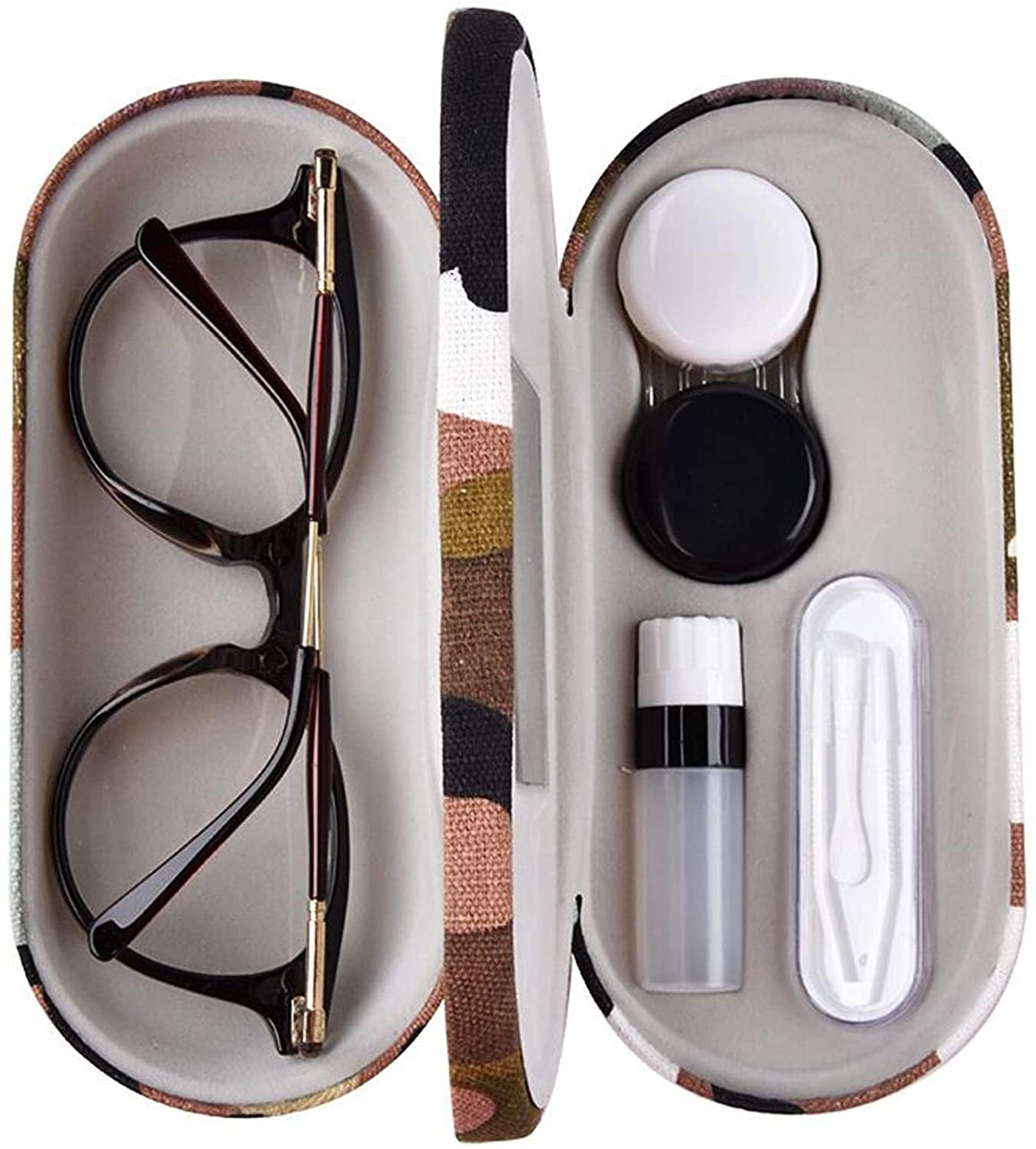 Double Sided 2 in 1 Case with Mirror Dual Glasses and Contacts Case 