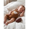 thumbnail image 4 of BemeyourBBs Newborn Baby Boys Golf Football Game Day Outfit Infant Baby Boy Spring Summer Fall Clothes Striped Short Sleeve Romper and Letter Ball Embroidery Overalls Shorts Set, 4 of 9