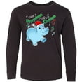 thumbnail image 3 of Inktastic I Want a Hippopotamus for Christmas Hippo in Santa Hat Long Sleeve Youth T-Shirt, 3 of 5
