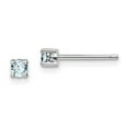 thumbnail image 3 of 925 Sterling Silver 3mm Round Aquamarine Post Earrings, 3 of 5