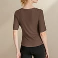 thumbnail image 7 of Women's Cotton Blend Tops Slim Fitted Crew Neck Short Sleeve Sports Yoga Shirts Summer Soft Breathable Blouses (XL, Brown), 7 of 7