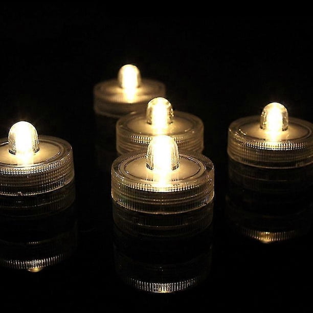 12 mini velas LED redondas, sumergibles, impermeables y superbrillantes