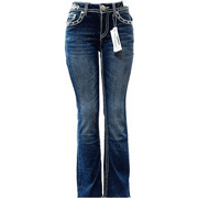 Jack David/H&Y Womens Rhinestone Bootcut Stretchy Denim Jeans Pants
