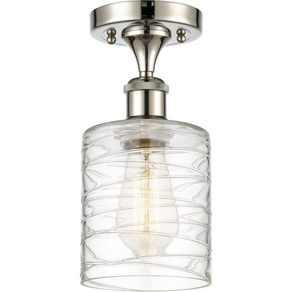 516-1C-PN-G1113-LED-Innovations Lighting-Cobbleskill - 1 Light Semi-Flush Mount In Art Nouveau Style-13 Inches Tall and 5 Inches Wide Polished Nickel
