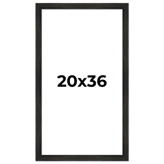 20x36 Distressed/Aged Black Complete Wood Picture Frame with UV Acrylic, Foam Board Backing, & Hardware