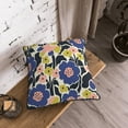 thumbnail image 3 of DouZhe Velvet Decorative Throw Pillow Covers Set of 2, Soft Square Cushion Cover with Invisible Zipper Vintage Flowers Blue Floral Printing, 16"x16", 3 of 7