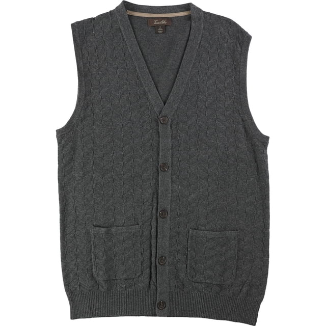 Tasso Elba Mens Chevron Suéter Chaleco, Gris, Pequeño Tasso Elba Chaleco