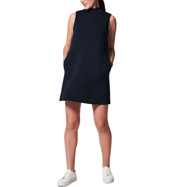 Lucakuins Vestido sin mangas de verano para mujer Color sólido Sin mangas Medio cuello alto Línea A Vestido suelto con bolsillo Lucakuins moda