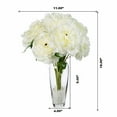 thumbnail image 4 of Enova Home 7 Heads Large Silk Peony Flower Arrangement in Clear Oval Glass Vase with Plastic Pearl (Cream), 4 of 4