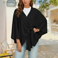 thumbnail image 2 of BUWTTED Women's Elegant Shawl Wraps Soft Open Front Poncho Sweater for Spring Fall Winter Black One Size, 2 of 5