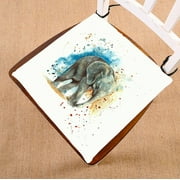 EREHome Watercolor Grey Elephant Blue Orange seat pad chair pads seat cushion 18x18 Inch