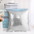 thumbnail image 4 of Unique Bargains Sparkling Sequin Decorative Throw Pillow Cover 16" x 16" Silver Tone, 4 of 8