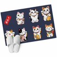 thumbnail image 2 of Lucky Cats Washable Small Entryway Area Rugs 2'x3', Modern Japanese-Style Cute Cat Animals Navy Blue Low Pile Throw Rug Non-Slip Sturdy Edge Binding Carpet for Front Door Floor Room Entry, 2 of 9