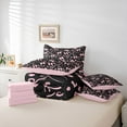 thumbnail image 6 of Homewish Black Pink Bowbnot Twin Bedding Sets 7-Piece, Dreamy Cherry Blossoms Bedding Comforter Set, Modern Fashion Initial Letter Reversible Sheet Sets, Breathable Home Decor, 6 of 8