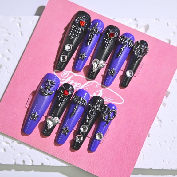 Frely's nail Halloween Twilight City M,Handmade nail art,Press-On Nails, Holiday Gift Set with Holiday