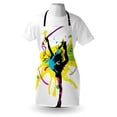 thumbnail image 4 of Gymnastics Apron, Dancing Girl with Paint Splashes Colorful Background Contemporary Illustration, Unisex Kitchen Bib with Adjustable Neck for Cooking Gardening, Adult Size, Multicolor, by Ambesonne, 4 of 4