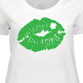 thumbnail image 4 of Inktastic St. Patrick's Day Lucky Lips with White Shamrock Women's Plus Size T-Shirt, 4 of 5