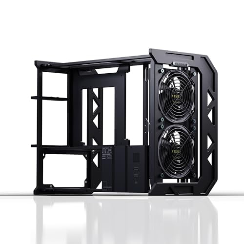veddha Defender MINI 02B 2026 Upgraded Open Air ITX Gaming PC Case, CNC Machined Aluminum Mini ITX Chassis, Dual 240mm Water Cooling Support, Vertical GPU Mount