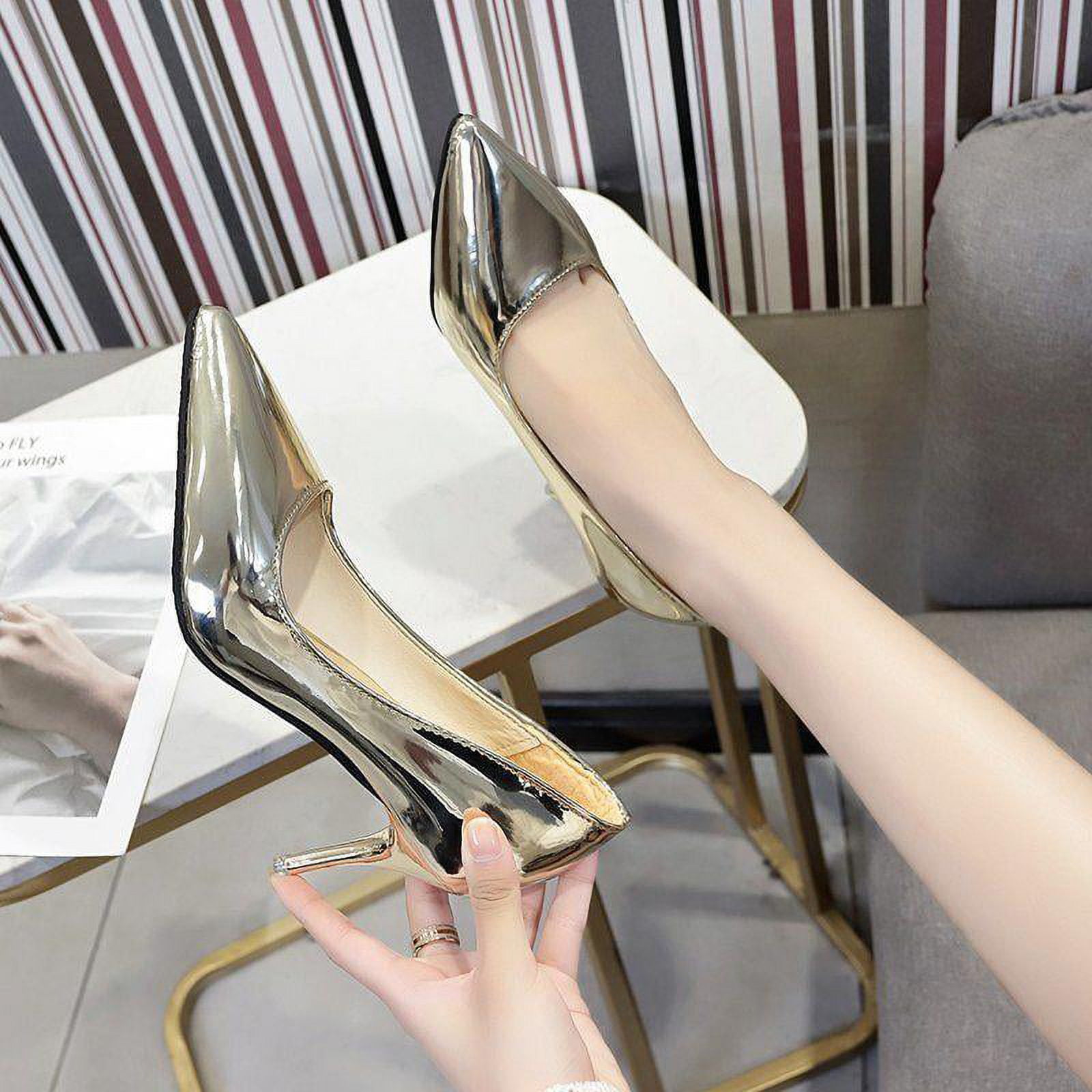 10CM/4 inch Stiletto Curve Cut-Out Heels Pumps Pointed Toe Wave Prom Patent  Shoes
