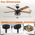 thumbnail image 3 of Parrot Uncle 52" Farmhouse Caged Ceiling Fan with Remote and Light Kit, Double-Blades ‎Chadelier Ceiling Fan, 3 of 12