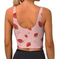 thumbnail image 3 of Fotbe Cute Strawberry C Pattern Womens' Sports Bra Longline Wirefree Padded with Medium Support Sports Moisture-Wicking Workou Vest,Tank Top-, 3 of 9