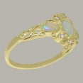 thumbnail image 4 of LBG English Made 10k Yellow Gold Natural Opal & Diamond Womens Anniversary Ring - Size 10, 4 of 5