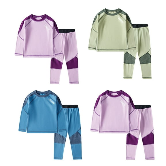 Esaierr Kids Boys Girls Thermal Underwear Set Soft Toddler Boys Girls Long Pants Top 2PCS Winter Warm Underwear Clothes Set for 2-12Y