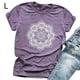 thumbnail image 1 of Camiseta de mujer Blusa de verano con cuello redondo y manga corta floral, Morado, L Methold AP002559-15, 1 of 5