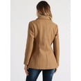 thumbnail image 4 of DARING DIVA Women's Peter Pan Collar Single Breasted Solid Overcoats Coat Camel L, 4 of 6