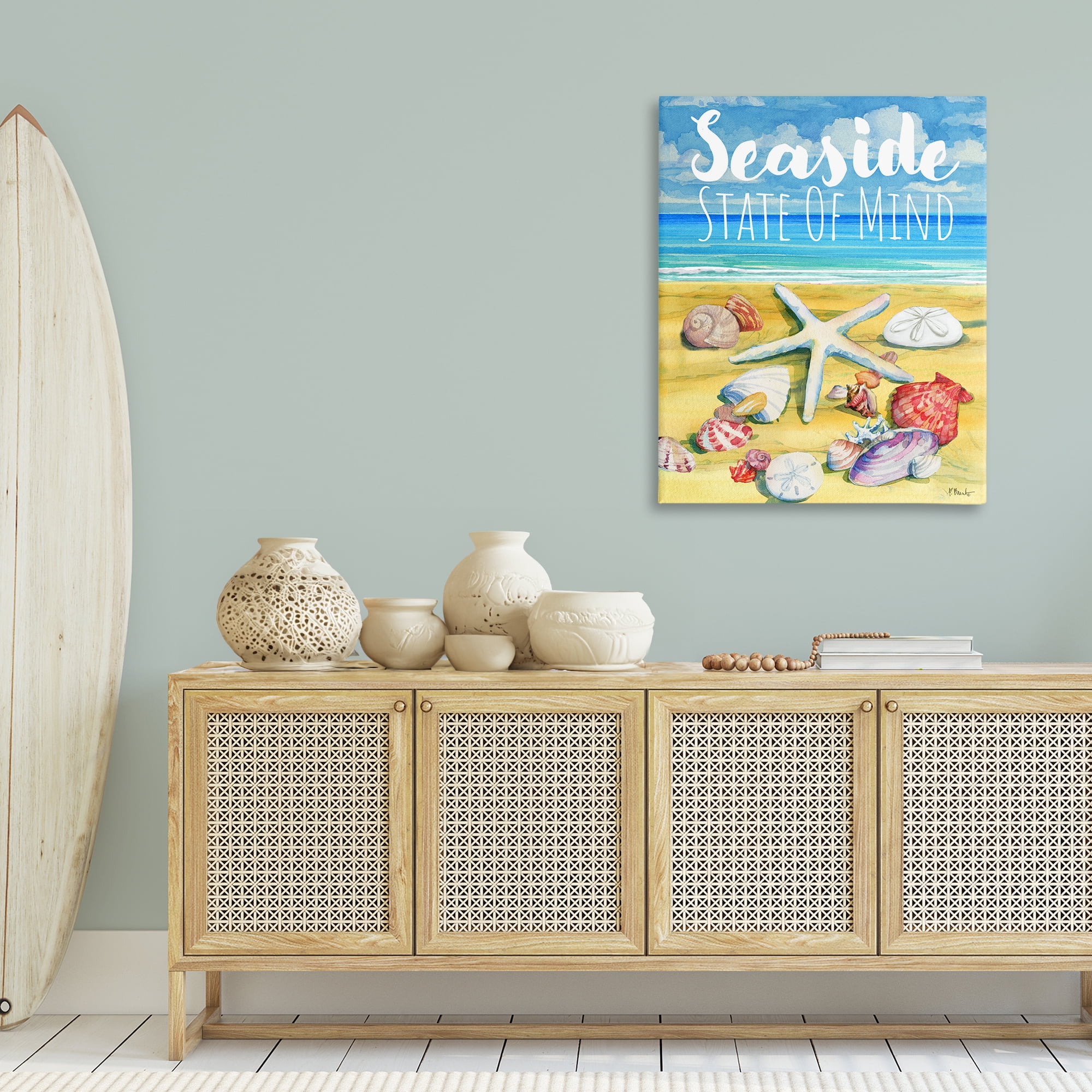Stupell Industries Seaside Sandy Shells Coastal Painting Gallery Wrapped Canvas Art Print Wall Art, 30 x 40