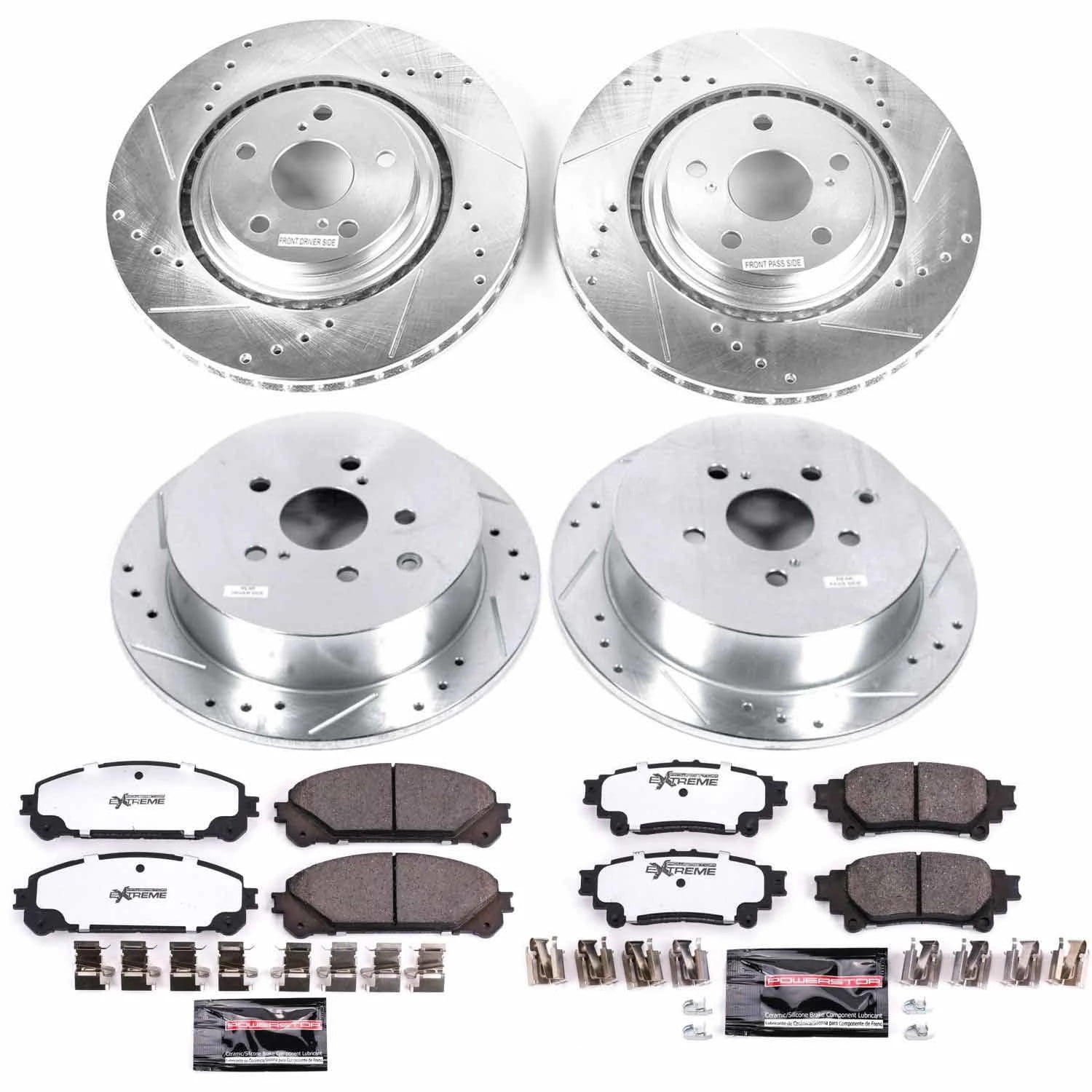 PowerStop Front and Rear Z36 Truck & Tow Carbon-Fiber Ceramic Brake Pad and Drilled and Slotted Rotor Kit Fits: LEXUS TOYOTA Select Models K5828-36
